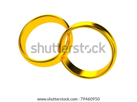 stock photo Gold wedding rings on white background