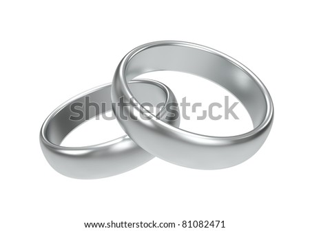 stock photo Silver wedding rings on white background