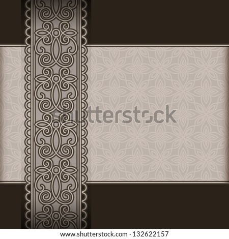Vintage background ornate lace ribbon vector seamless border on black EPS10 Vintage background ornate lace ribbon vector seamless border on black EPS10