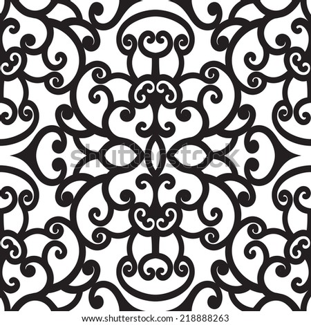 Abstract black and white curly ornament vector seamless pattern Abstract black and white curly ornament vector seamless pattern