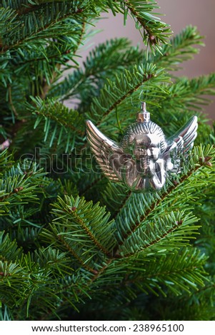 Decorative Christmas tree toy angel on the Christmas tree