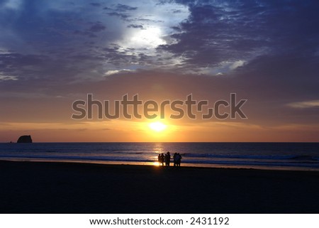 sunset on pacific ocean. ecuador. south america