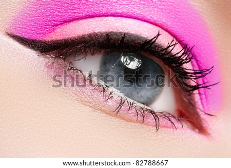 Cosmetics & make-up. Beautiful female eye with summer makeup. Ã�Â¡lean look
