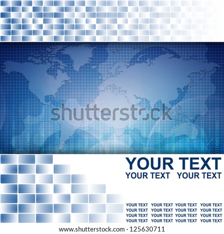 World map in Abstract business blue background