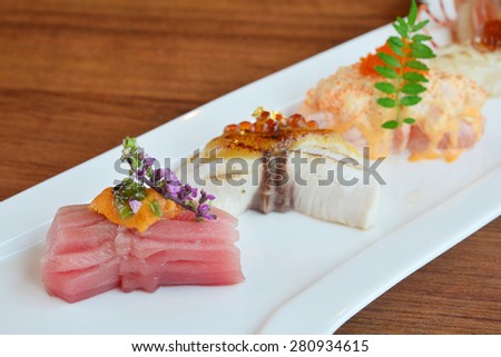 Sushi Set japanese food style - soft focus point