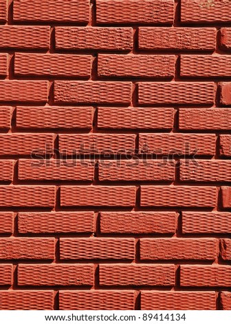 Old red brick wall vertical texture