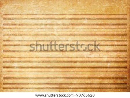 Old paper grunge music sheet texture background.