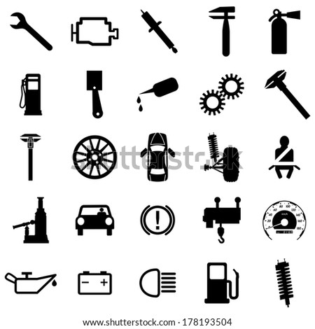Collection flat icons Car symbols Vector illustration Collection flat icons Car symbols Vector illustration