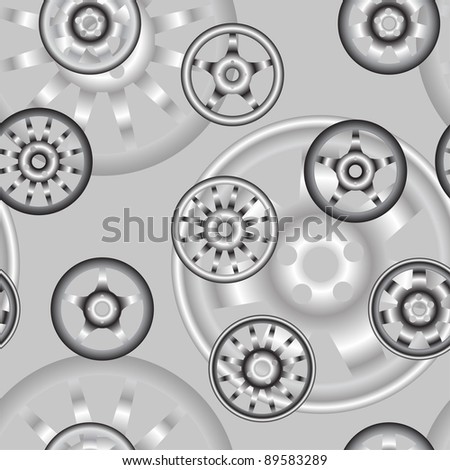 automotive wheel with alloy wheels. Seamless wallpaper.