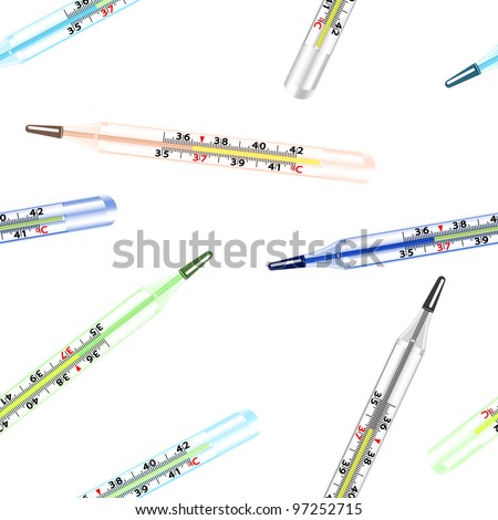 stock photo Seamless wallpaper the medical glass mercury thermometer 
