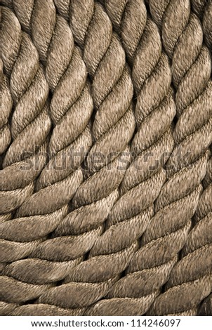 Twisted rope. Equipment on board sailing ship