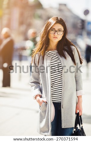 Beautiful fashion model with glasses shops