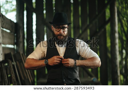 bearded man with a very interesting look