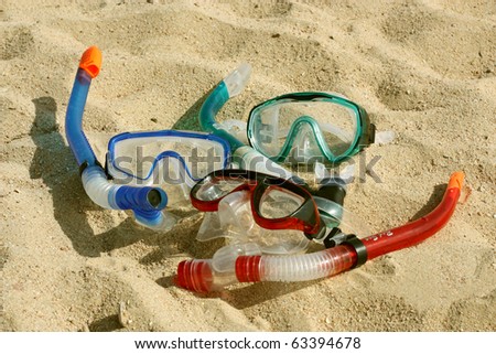 Masks with tubes for diving, underwater masks