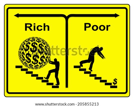 Poor Rich Concept. Rise and fall, person on his way up, person on his way down