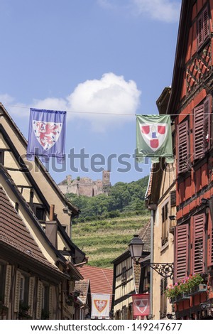 Alsace, typical village with half-timbered house. France.