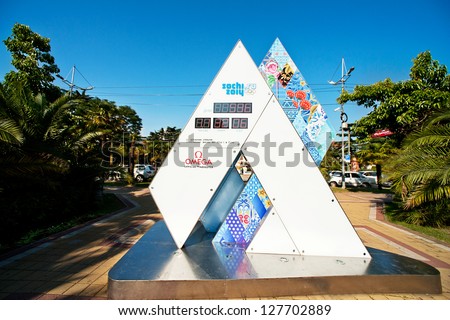 SOCHI, RUSSIA - JUNE 21: Timer in Sochi - counting down the time before the XXII Olympic Winter Games 2014  in Sochi on June 21, 2012, Sochi, Russia for the Winter Olympic Games 2014