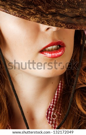Woman with fashion make up - sexy red lips