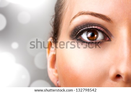close up photo of Beautiful female  Eye Makeup