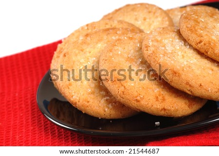 Freshly baked sugar cookies with raw sugar sprinkled on them