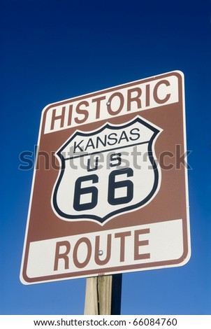 Historic Route 66 sign from the state of Kansas