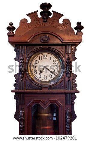 Isolated Vintage  Wood Clock