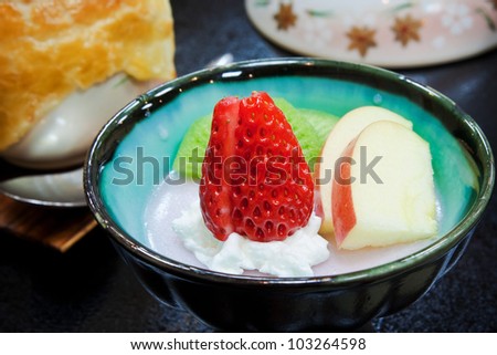 Strawberry  Mousse Cake in Small japanese Bowl