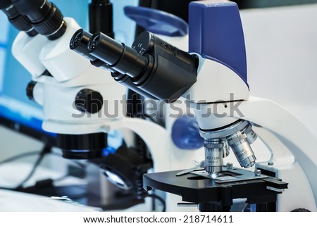 Laboratory Microscope. Scientific and healthcare research background