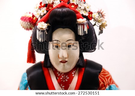 OSAKA, JAPAN - OCTOBER 27: Japanese Puppet in Osaka, Japan on October 27, 2014. Puppet used in Bunraku (Japanese puppet play), it was developed over 12 centuries as a Japanese popular entertainment