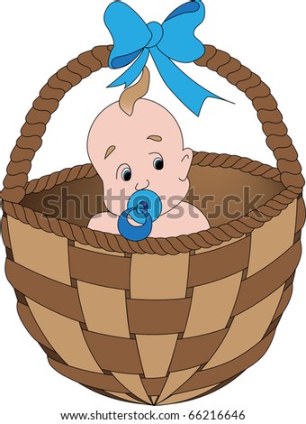 Baby In A Basket. Stock Vector Illustration 66216646 : Shutterstock