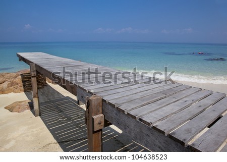 Wood bridge, perspective, Relax Holiday, Munnork Island, Rayong Province, Gulf of Thailand