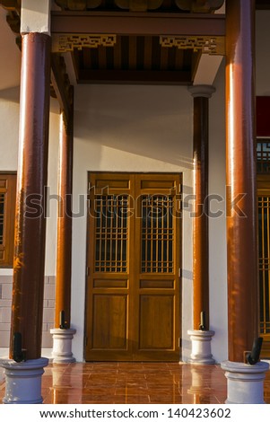 Chinese old wooden door in a ancient building,this style is used