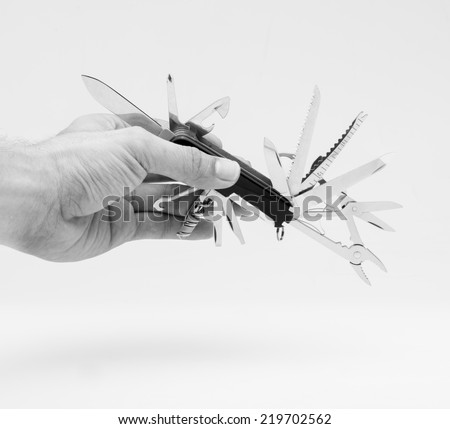 Knife multi-tool, isolated on white background