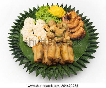 fried food on white background