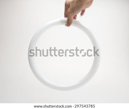 circular tube, fluorescent lamp place on white background