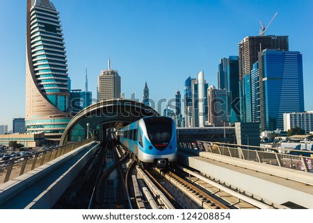 Dubai, Uae - November 18: Dubai Metro As World\'S Longest Fully Automated Metro Network (75 Km) On November 18, 2012, Dubai, Uae.