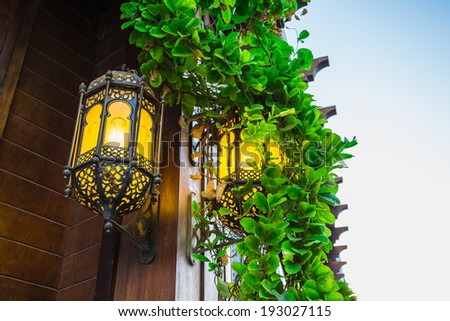 Arab street lanterns in the city of Dubai in the United Arab Emirates