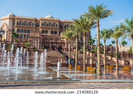 DUBAI - NOVEMBER 5: Emirates Palace in Abu Dhabi on November 5, 2013 in Dubai. Emirates Palace was originally conceived as a venue for government summits and conferences in the Persian Gulf
