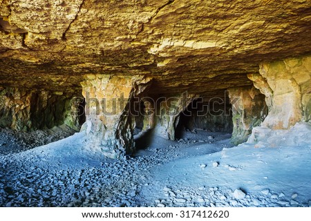 caves for mining of limestone in the village Shiryaevo Samara region in Russia