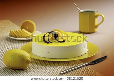 lemon cake with souffle and jelly