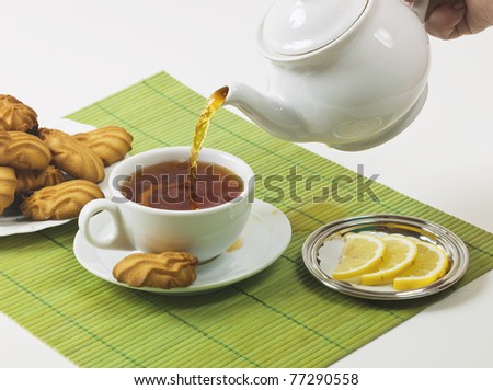 lemon tea and biscuits in breakfast