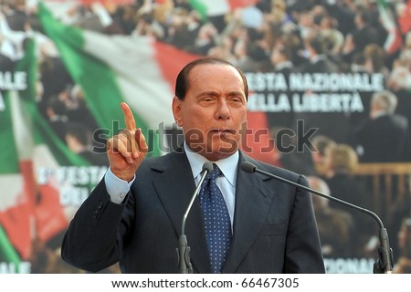 MILAN-SEPTEMBER 27: Italian Prime Minister Silvio Berlusconi speaks at the Italian Party Of Freedom (PDL) Festival on September 27, 2009 in Milan, Italy.