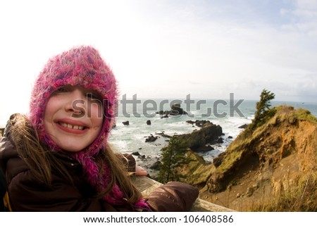 Child bundled up in warm clothes for a cold weather day