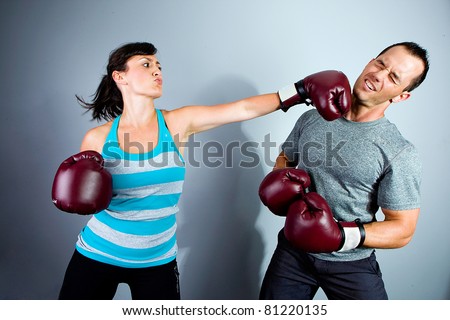 Man and Woman training for Boxing Match