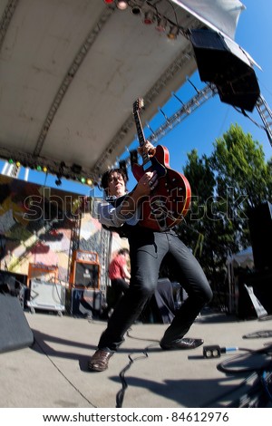 SEATTLE - SEPT. 4: English Garage Rock Band The Jim Jones Revue performs on stage during the Bumbershoot Music Festival in Seattle on September 4, 2011.
