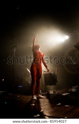 SEATTLE - MAY 14: Euro Pop French singer Yelle performs in a skin tight body suit on stage at Neumos in Seattle, WA on May 14, 2011.