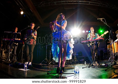 SEATTLE - April 10:  Alternative soul singer Kimbra performs on stage at Showbox Sodo in Seattle on April 10, 2012.
