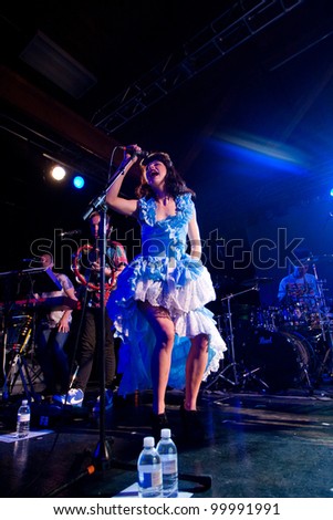 SEATTLE - April 10:  Alternative pop and soul singer Kimbra performs on stage at the Showbox Sodo in Seattle on April 10, 2012.