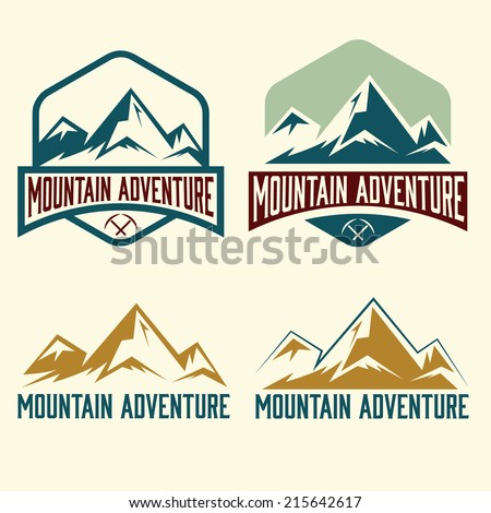 set of vintage labels mountain adventure set of vintage labels mountain adventure