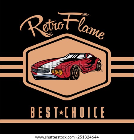 retro sport car old vintage poster